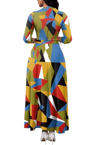 Image of FANDEE Maxi Dress for Women, Casual V Neck 3 /4 Sleeve Long Dresses with Pockets