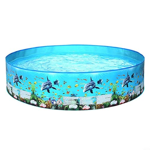 Faltbarer Swimmingpool aus Hartplastik für den Familiengebrauch, tragbar, aufblasbar, Kinder-Badewanne mit UV-beständigem PVC-Material, Blau, 297 l