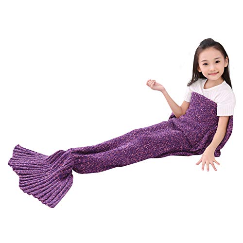 SENYANG Cola De Sirena Manta - Regalos para niñas, Manta De Sirena para Niñas, Bolsas De Dormir para Niños,La Mejor opción para Regalos de niñas, Regalos de cumpleaños(Purple&Red)