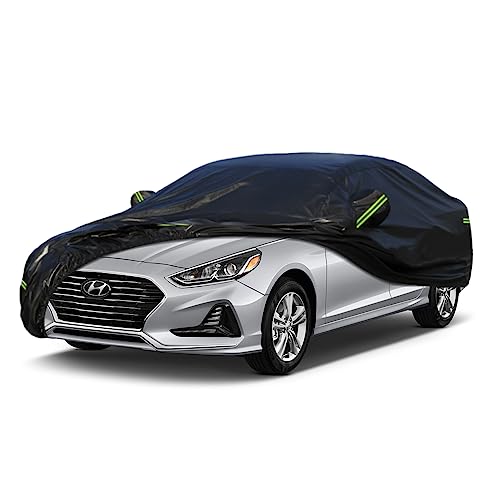 Image of Kaugung 7 Layers Car Cover Custom Fit Hyundai Sonata from 1988 to 2025, Outdoor Waterproof All Weather Sun Rain Dust Snow Protection with Zipper Door.(USA Warehouse,Within 3-7 Days)