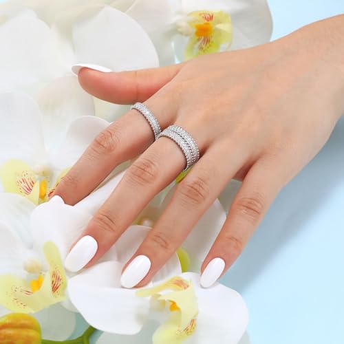 Moissanite Wedding Band for Women Stackable Full Eternity Ring Wedding Ring 925 Sterling Silver Round Cut Rings D Color VVS1 Anniversary Ring4