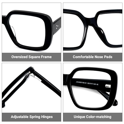 Image of Zeelool Oversized Square Blue Light Blocking Glasses for Women Men JGA962156-01B Black