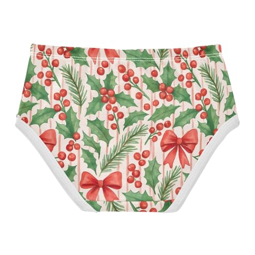 Joisal Cotton Toddler Underwear Floral Watercolor Christmas Red Bows Little Girl Panties Designer Briefs Girls Undies 2t2