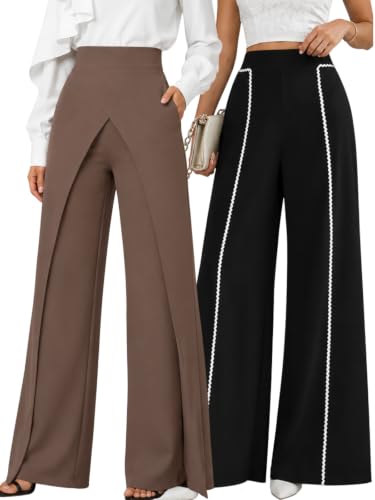 Image of GRECIILOOKS Trousers for Woman | Womens High Rise High Waist Flared Korean Style | Formal Pant for Women Office Wear| Track Pants for Womans Elegant for College & Events (Available in Plus Size)
