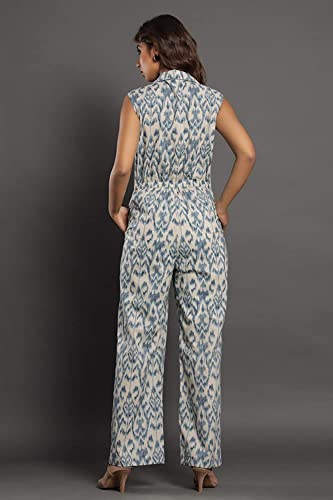 Image of JISORA Women's Cotton Printed Green Jumpsuit Dress