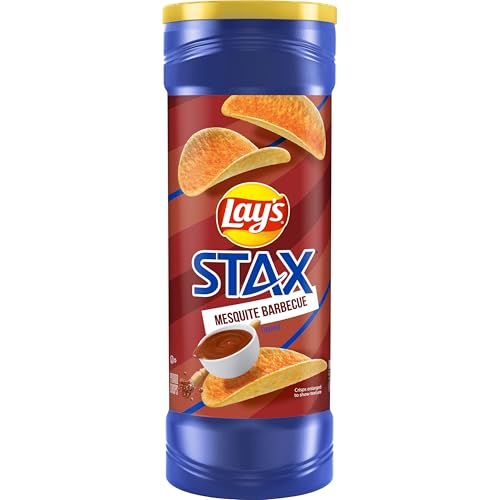 Lay’s Stax Potato Crisps Chips, Mesquite BBQ, Gluten Free, 5.5 Oz Canister Pack