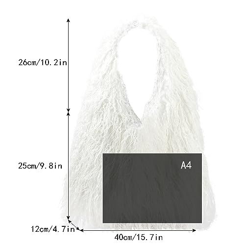 Image of Aisi Women Faux Fur Tote Bag Fluffy Plush Shoulder Bags Soft Casual Hobo Bag Big Capacity Shopping Bag