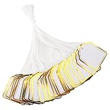 joycrft 200Pcs Price Tags with String Attached, 1.4x1.8 inches White and Gold Paper Jewelry Price Labels, Blank Marking Tags for Products, Jewelry, Clothing, DIY Craft