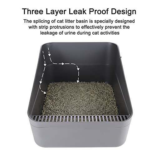 Sfozstra Cats Litter Box Low: Open Sifting Design -Tracking Space Saving - Grey Small Litter Box for Kittens up to 8 lbs