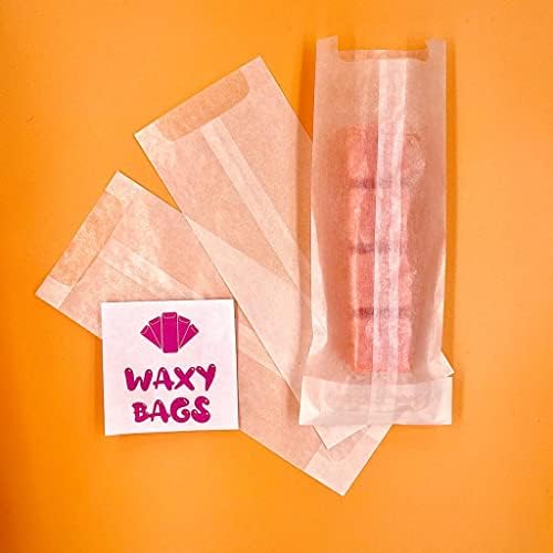 Waxy Bags 100pcs Glassine Paper Bags, Wax Melt Snap Bar Packaging - Open Top, 65mm x 150mm, White / Translucent