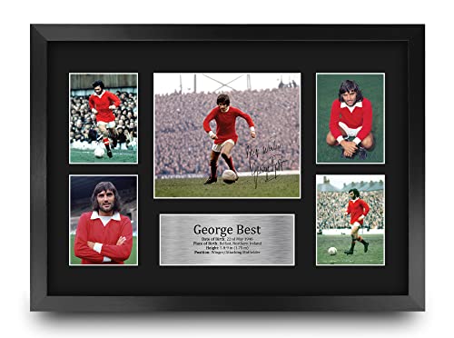 HWC Trading George Best 16 x 12 inch (A3) Printed Gifts Memorabilia Signed Autograph Photograph Display for Football Fans and Supporters - 16