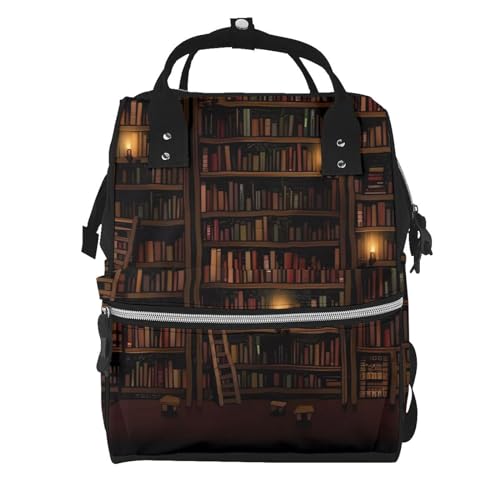 Sac à langer imprimé bibliothèque chambre maman sac à dos