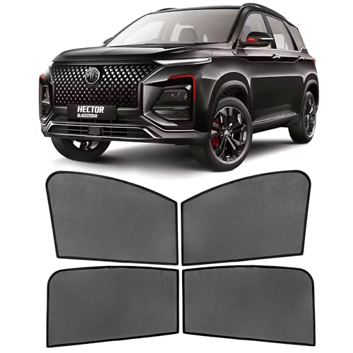 Image of AutoStory Custom Fit Black Mesh Car Sunshade for MG Hector | UV & Heat Protection Car Window Curtains | Privacy Car Sun Shade | Breathable Vehicle Specific Side Window Shades