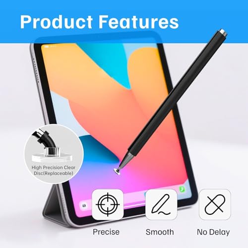 Leruiyezs Długopis do tabletu, 2 szt. do iPada, ekranu dotykowego, iPada, iPhone'a, Android, Xiaomi, Samsung, Huawei, Lenovo, Surface, rysik do tabletu, precyzyjna sprężyna dyskowa, nie wymaga baterii