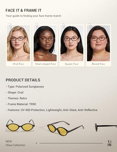 TIJN Olisa Retro Oval Sunglasses for Women Men,Polarized UV Protection Shades,Stylish Frame Sun Glasses,2025 Trendy Sunnies