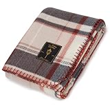 [マリブセレクト] 薄手 フリース ブランケット ひざ掛け チェック柄 ステッチ入り 冷房対策にも最適 100×140cm チェック/ベージュ Mサイズ