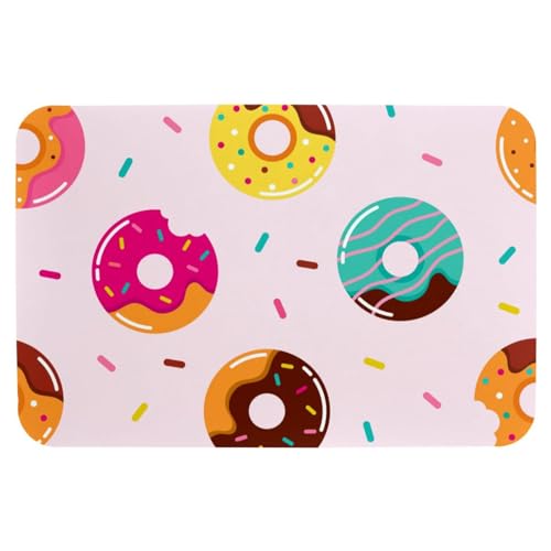 Tapis de bain fin et lavable motif beignets : idéal pour sortie de douche