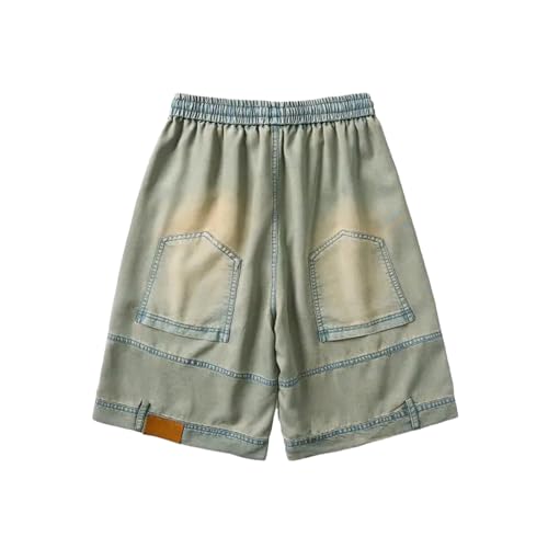 Spring Washing Jean Pants Men Street Cowboy Cropped Pants