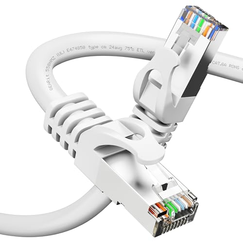 GearIT Cat6A Ethernet Cable 10Gbps Snagless Shielded SSTP, SFTP Shielded Ethernet Cable, 26AWG 4 Pair Solid Bare Copper Cat6 Cable, Cat 6 Shielded Network Cable