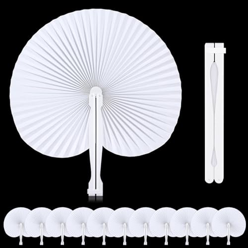 12 Pack Elegant Wedding Hand Fans – Foldable Paper Fans for Guests, DIY Handheld Fan for Summer Weddings, Parties, Decorations