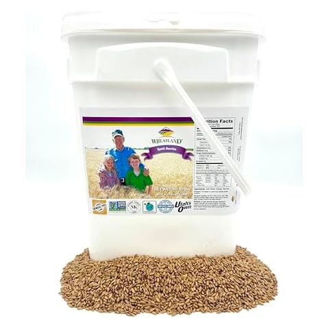 Spelt Berries, 20lb, Farm Fresh, Non GMO, Lab Tested Chemical Free, Kosher, USA Grown, 25 Year Shelf Life, Mylar Bag, Oxygen Absorber, 4 Gallon Bucket Cover