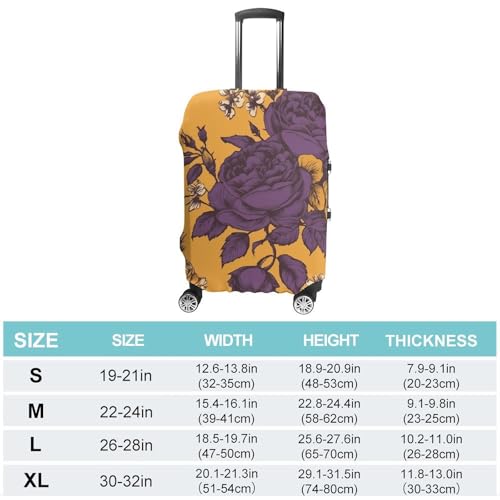 Travel Luggage Cover Elastic Washable Suitcase Cover Fashion Scratch-Resistant Baggage Covers Roses And Purple Flowers Suitcase Protector Fit 18-32 Inch Luggage2