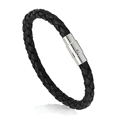 Ink2055 Women Fashion Leather Rope Braided Buckle Bracelet Bangle Wrap Jewelry Gift,Bracelets For Women Teen Girls Gift - Silver #TOP2