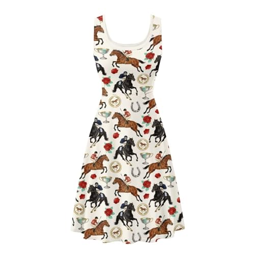 Image of Women Stylish Tank Dresses Sleeveless Round Neck Midi Casual Dress with Pocket for Summer