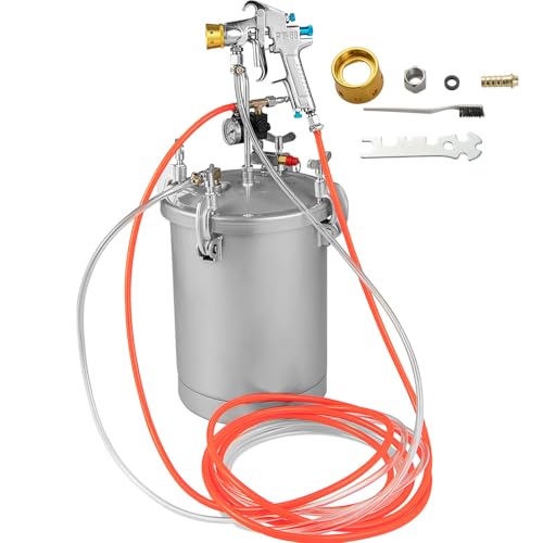 HOMFME 15L Paint Tank, Pressure Paint Pot Tank with Spray Gun, 2 Air Caps, 2 Pipes, Precise Barometer, Adjustable Knobs, Industrial Paint Sprayer Gun for Home Decor Commercial Painting