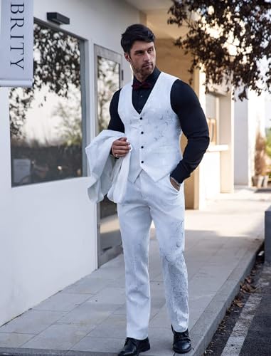 Wemaliyzd Suits Men Regular Fit Wedding Suits for Men Prom Dinner Party Blazer Jacket Vest Pants Set2