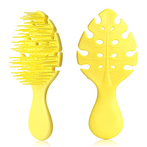 CANDYBRUSH Hair Brush for Kids Toddler Girls Extremely Soft TPEE for Fine Hair Detangling Leaf Form Vented Brushes Mood-Boosting Hairbrush with Lemon Scented Yellow Small