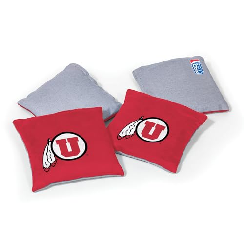 College Pro Football Utah Utes Dual-Sided Bean Bags by Wild Sports, 4 Pack - Premium Toss Bags for Cornhole Sets
