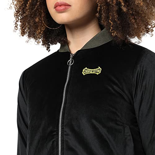 Image of Campus Sutra Women's Puffer Regular Fit Bomber Jacket for Winter Wear | Standing Collar | Full Sleeve | Zipper | Casual Jacket for Woman & Girl | Western Stylish Jacket for Women