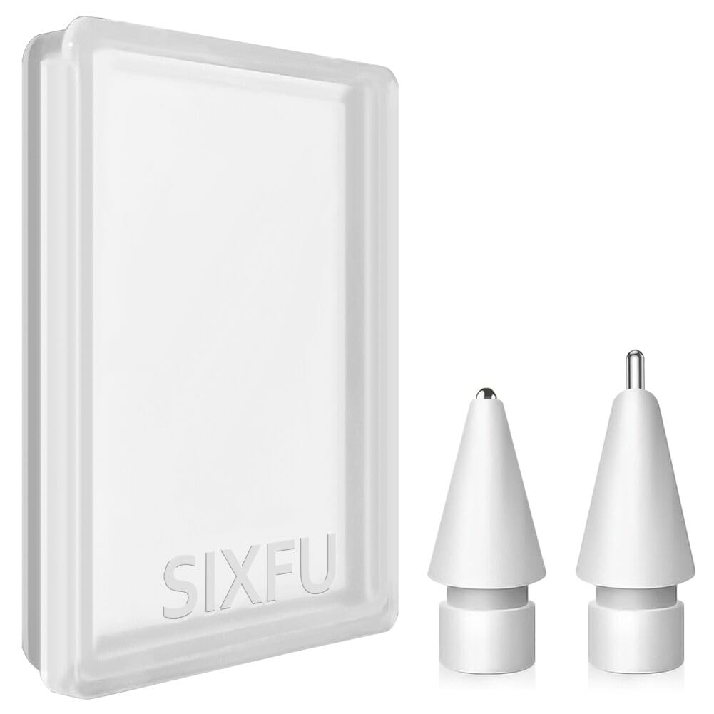 SIXFU Pen Like Tips for Apple Pencil Tip, Upgraded Sturdy Slender and Basic Fine Point Tip for Apple Pencil 2nd Generation/ 1st Gen/USB C, White