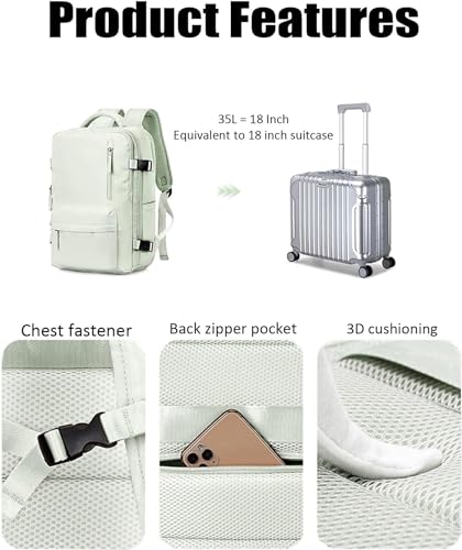 Tourism Backpack, Travel Backpack for Women Airline Approved, Hiking Bag, Anti Theft Business Backpack with Shoes Compartment (Pink)4