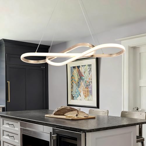 Image of Gold 29.53in Modern Dimmable LED Pendant Chandelier