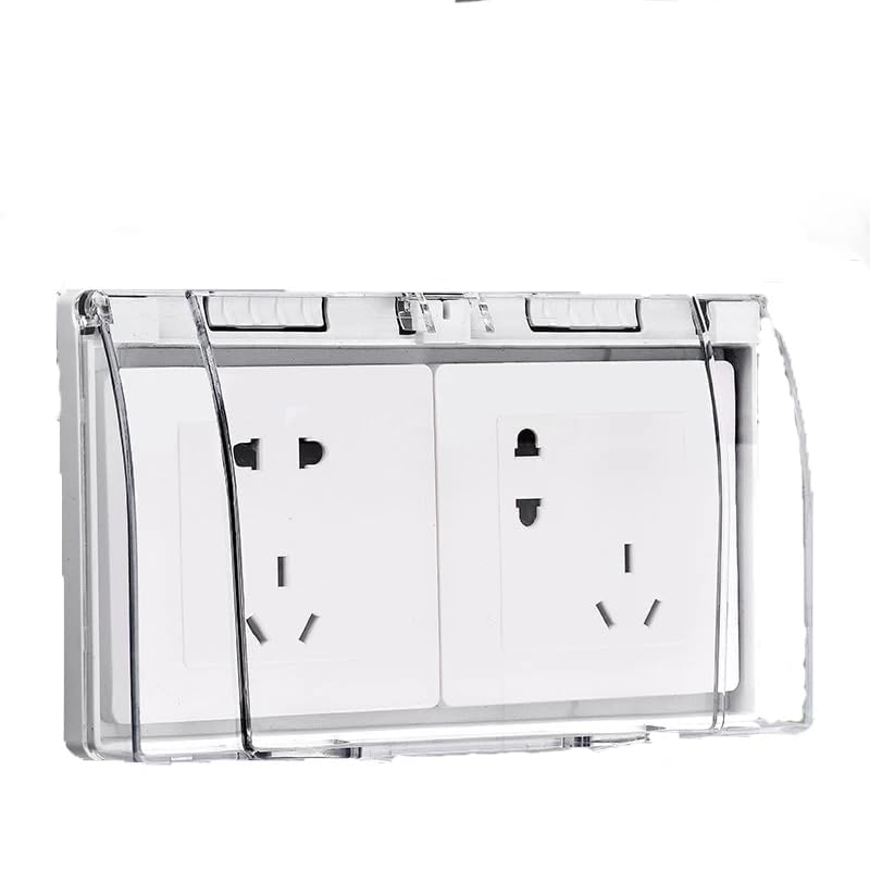 Electrical Socket Cover Shell Outdoor Electrical Outlet Outdoor Receptacle Covers Weatherproof Outlet Cover Clear Wall Protector Case Fingerboard Household. (double - size(18.8x11x3.2cm))