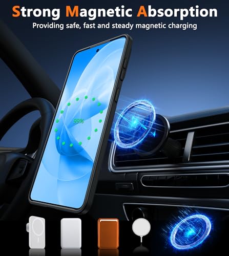 Image of FNTCASE for Samsung Galaxy S25 Edge Case: [Compatible with Magsafe] Translucent Matte Cases with [Screen Protector] Military Grade Shockproof Protective Magnetic Phone Cover (Black 6.7 inch)