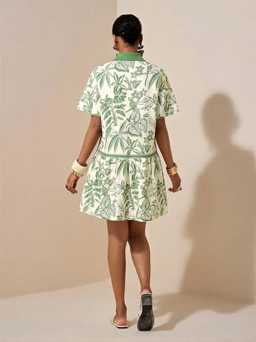 Image of SOLY HUX Women's Floral Button Down Shirt Dress Collared Short Sleeve Ruffle Babydoll Summer Boho Vacation Short Dresses