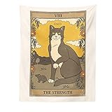 タロットタペストリー 太陽タロットカード 小さな壁タペストリー 男性向け 中世ヨーロッパ 神秘的な壁掛けアート 寝室 大学 寮 デザイン 猫 飾り付け 95x73 占い インスタ映え モダン