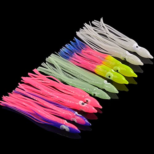 Soft Squid Skirts Octopus Fishing Lures Plastic Hoochie Trolling Bait Lure Saltwater Multicolor (Mixed Colors, 7Cm) #TOP2