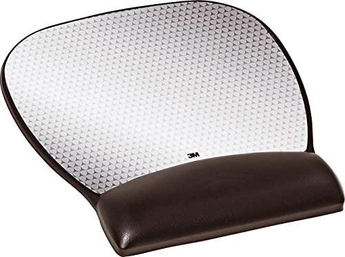 3M™ Precise™ Mouse Mat with Leatherette Gel Wrist Rest - Silver - 22.1cm x 23.4cm x 1.9cm