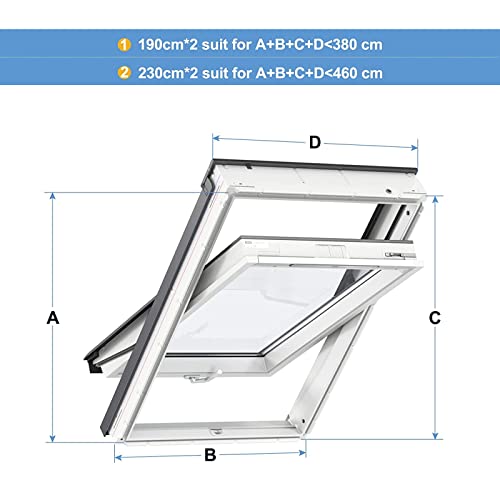 Dachfenster Klimaanlage Abdichtung, Fensterabdichtung Für Mobile Klimageräte, 2x270CM Hot Air Stop Zum Anbringen An Schwingfenster, Fenster Klimaanlage Abdichtung Für Max 540CM Fensterumfang (2x270CM)