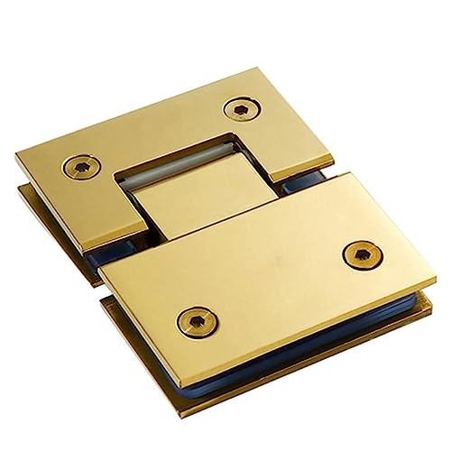 Bisagra de cristal, Abrazadera de acero inoxidable for baño, herrajes de vidrio doble de 90 grados, Color oro cepillado, Clip for puerta de ducha, bisagra de vidrio