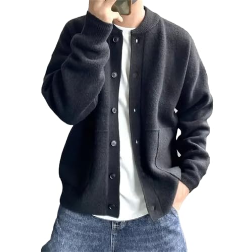 Men Casual Button Front Knit Cardigan Sweater Long Sleeve Ribbed Pockets Sweater