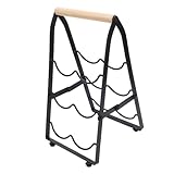 Cocoarm Estante de Vino para Escritorio, Estantería de Almacenamiento de Vino de Hierro y Madera con Diseño Plegable, Soporte de Artesanal para Mostrador de Bar en Casa o
