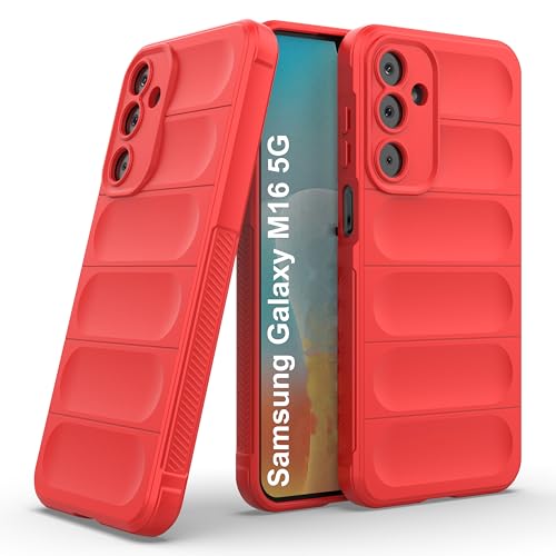 Image of amazon basics Back Case Cover for Samsung Galaxy M16 5G | Liquid Silicon Magic Case for Samsung Galaxy M16 5G with Camera Protection | Red