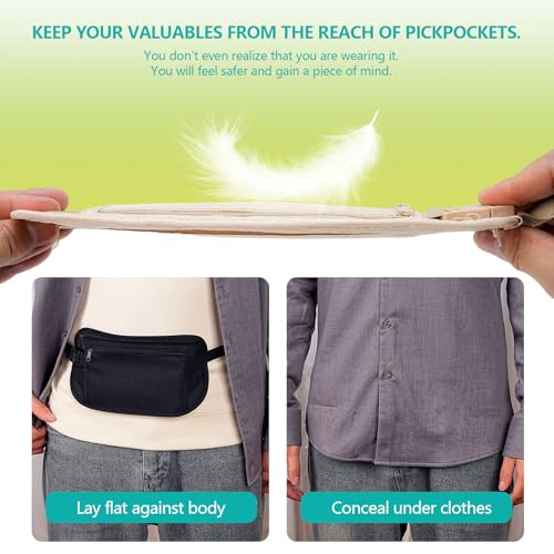 Image of 2 pcs Travel Money Belt, Waist Wallet, Hidden Pouch for Passport, Phone, Keys, Credit Cards, Ideal for Women, Men, Travel, Daily Use, Outdoor, Gym, Running, Biking, Shopping (2 colors)