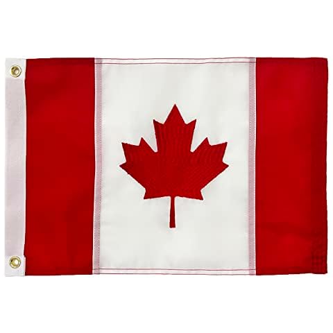 ROTERDON Canada Flag 12x18 Inch, Embroidered Canadian Boat Flag for Outdoor, with Brass Grommets Cover