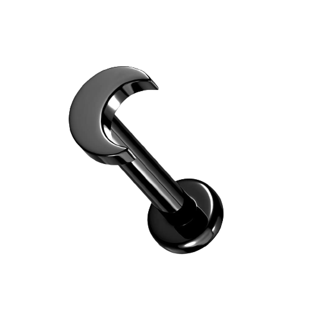 Pierced Owl16GA Implant Grade Flat Crescent Moon Top Internally Threaded Solid G23 Implant Grade F-136 Titanium Flat Back Labret Monroe Lip Cartilage Helix Tragus Conch Ear Lobe Stud